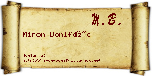 Miron Bonifác névjegykártya